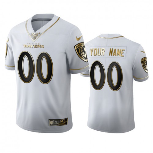 Baltimore Ravens Custom Men's White Golden Edition Vapor Limited 100 Jersey cheap jerseys for sale - CheapJerseys.Shop