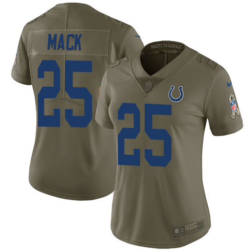Indianapolis Colts #25 Marlon Mack Olive Women's Stitched Limited 2017 Salute to Service Jersey Womens cheap jerseys for sale - CheapJerseys.Shop