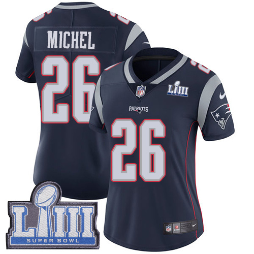 New England Patriots #26 Sony Michel Navy Blue Team Color Super Bowl LIII Bound Women's Stitched Vapor Untouchable Limited Jersey Womens cheap jerseys for sale - CheapJerseys.Shop