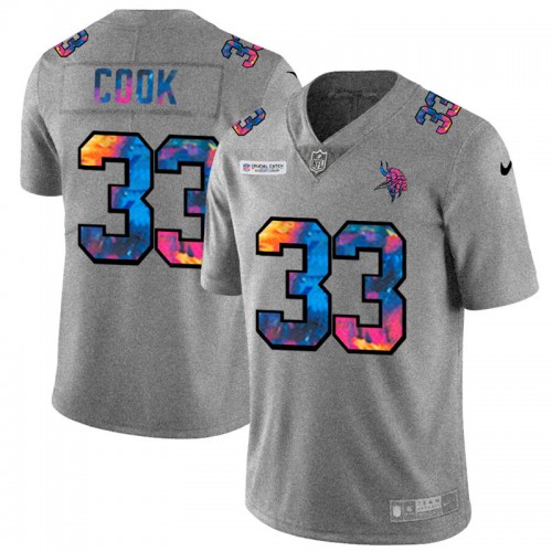 Minnesota Minnesota Vikings #33 Dalvin Cook Men's Multi-Color 2020 Crucial Catch Jersey Greyheather Men's cheap jerseys for sale - CheapJerseys.Shop