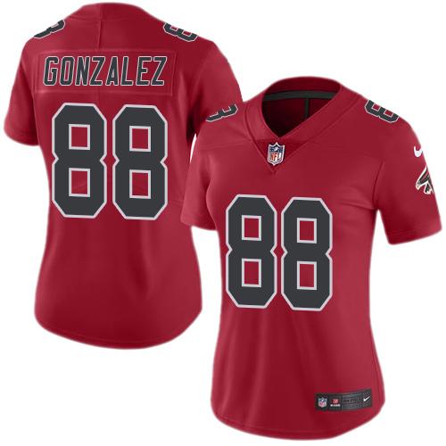 Atlanta Falcons #88 Tony Gonzalez Red Women's Stitched Limited Rush Jersey Womens cheap jerseys for sale - CheapJerseys.Shop