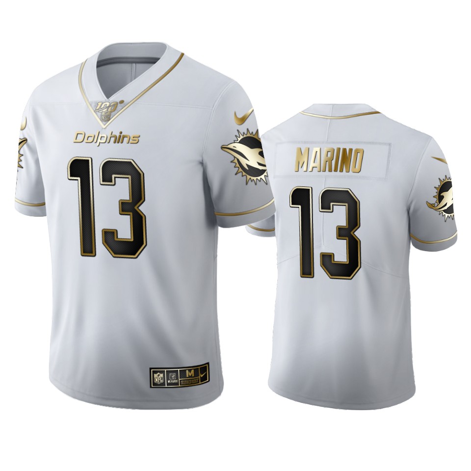 Miami Dolphins #13 Dan Marino Men's White Golden Edition Vapor Limited 100 Jersey cheap jerseys for sale - CheapJerseys.Shop