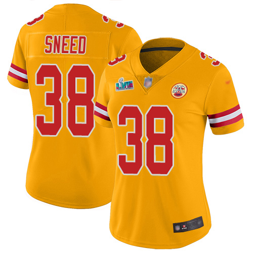 Chiefs #38 L'Jarius Sneed Gold Super Bowl LVII Patch Women's Stitched Limited Inverted Legend 100th Season Jersey cheap jerseys for sale - CheapJerseys.Shop