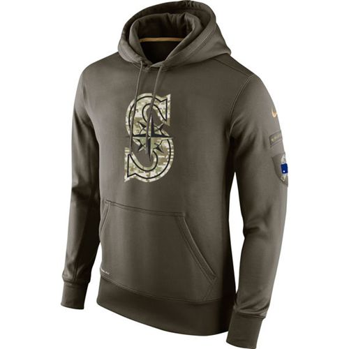 Men's Seattle Mariners Olive Salute To Service KO Performance Hoodie cheap jerseys for sale - CheapJerseys.Shop