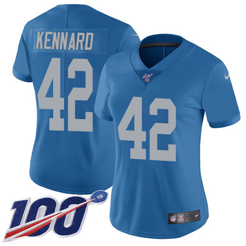 Detroit Lions #42 Devon Kennard Blue Throwback Women's Stitched 100th Season Vapor Untouchable Limited Jersey Womens cheap jerseys for sale - CheapJerseys.Shop