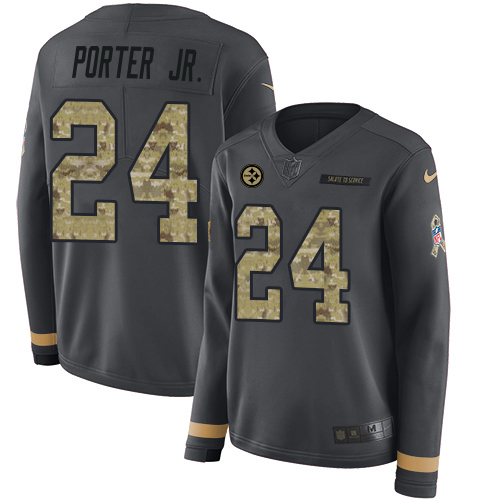 Steelers #24 Joey Porter Jr. Anthracite Salute To Service Women's Stitched Limited Therma Long Sleeve Jersey cheap jerseys for sale - CheapJerseys.Shop