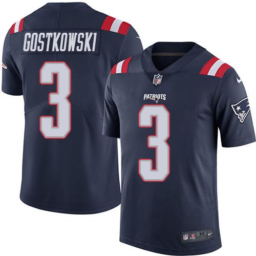 New England Patriots #3 Stephen Gostkowski Navy Blue Men's Stitched Limited Rush Jersey Men's cheap jerseys for sale - CheapJerseys.Shop
