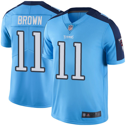 Tennessee Titans #11 A.J. Brown Light Blue Youth Stitched Limited Rush Jersey Youth cheap jerseys for sale - CheapJerseys.Shop