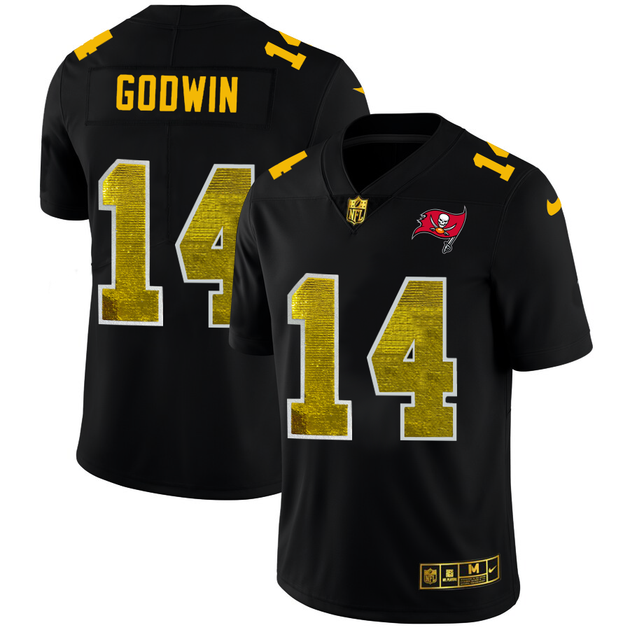 Tampa Bay Buccaneers #14 Chris Godwin Men's Black Golden Sequin Vapor Limited Jersey cheap jerseys for sale - CheapJerseys.Shop
