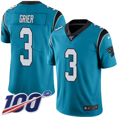 Carolina Panthers #3 Will Grier Blue Men's Stitched Limited Rush 100th Season Jersey Men's cheap jerseys for sale - CheapJerseys.Shop