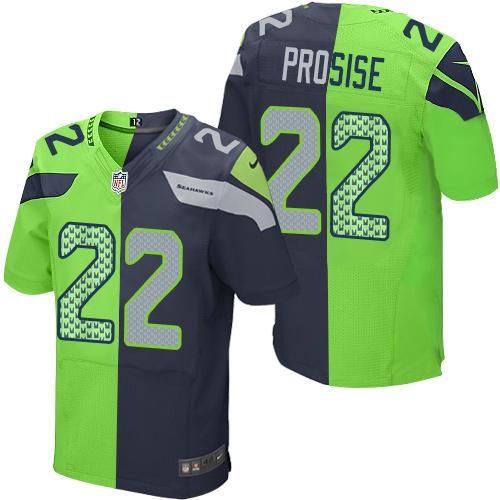 Seattle Seahawks #22 C. J. Prosise Steel Blue/Green Men's Stitched Elite Split Jersey Men's cheap jerseys for sale - CheapJerseys.Shop