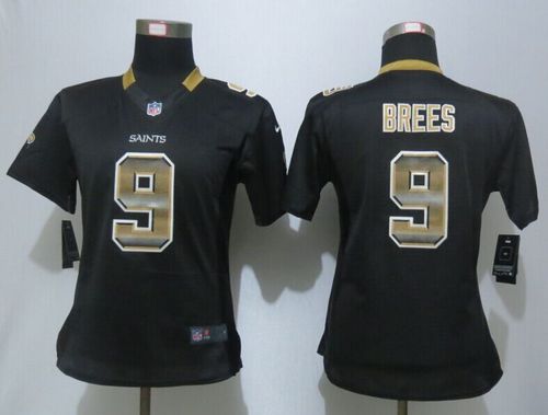 Saints #9 Drew Brees Black Team Color Women's Stitched Elite Strobe Jersey cheap jerseys for sale - CheapJerseys.Shop