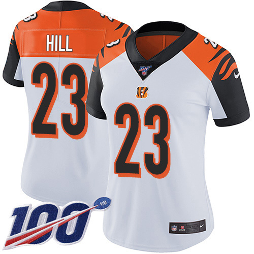 Bengals #23 Daxton Hill White Women's Stitched 100th Season Vapor Untouchable Limited Jersey cheap jerseys for sale - CheapJerseys.Shop