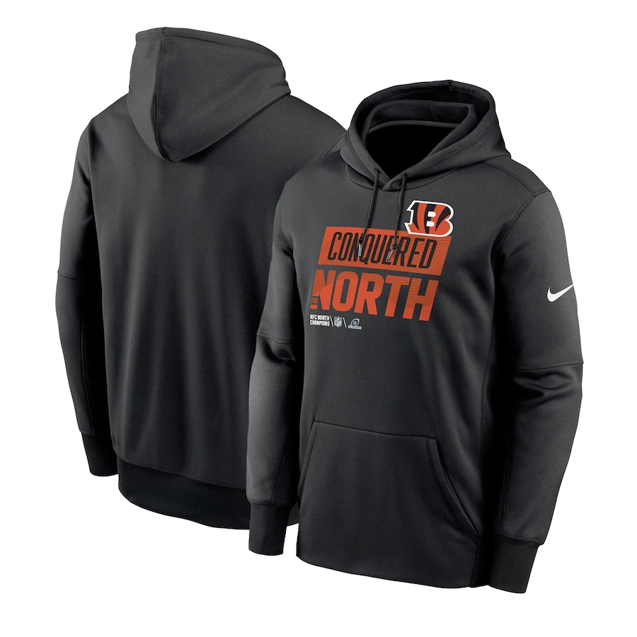 Cincinnati Bengals Men's Black 2022 AFC North Division Champions Locker Room Trophy Collection Pullover Hoodie cheap jerseys for sale - CheapJerseys.Shop