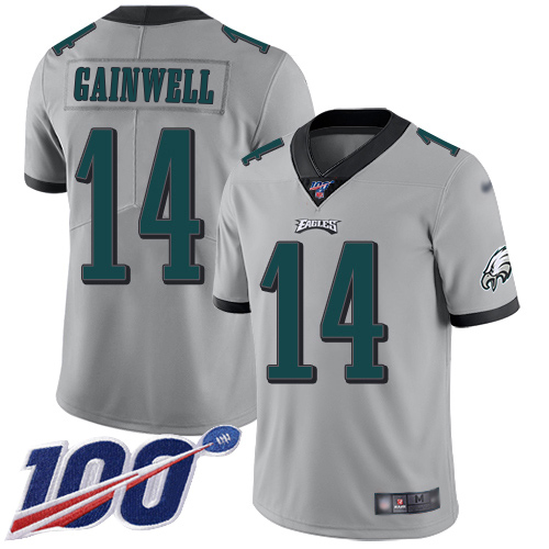 Eagles #14 Kenneth Gainwell Silver Men's Stitched Limited Inverted Legend 100th Season Jersey cheap jerseys for sale - CheapJerseys.Shop