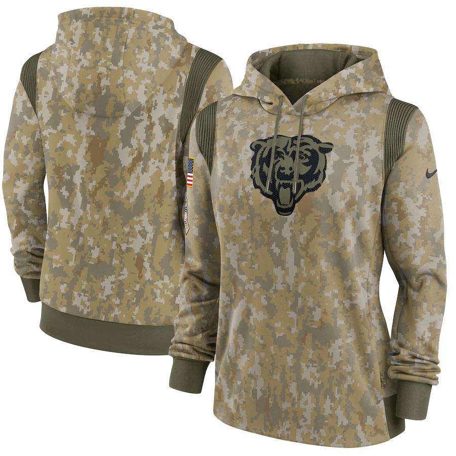 Chicago Bears Camo Women's 2021 Salute To Service Therma Performance Pullover Hoodie cheap jerseys for sale - CheapJerseys.Shop