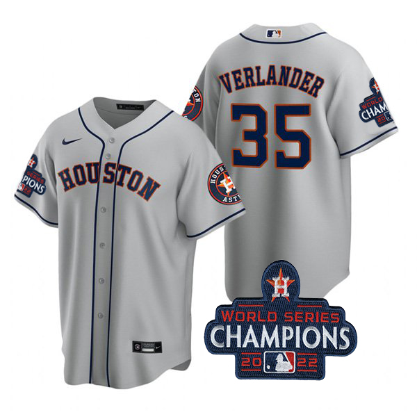 Houston Astros #35 Justin Verlander Men's 150th Anniversary 2022 World Series Champions Game Jersey - Gray cheap jerseys for sale - CheapJerseys.Shop