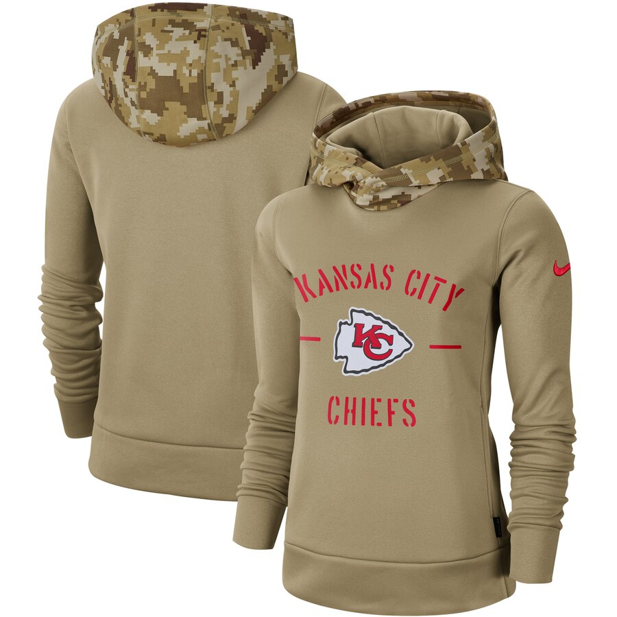 Women's Kansas City Chiefs Khaki 2019 Salute To Service Therma Pullover Hoodie cheap jerseys for sale - CheapJerseys.Shop