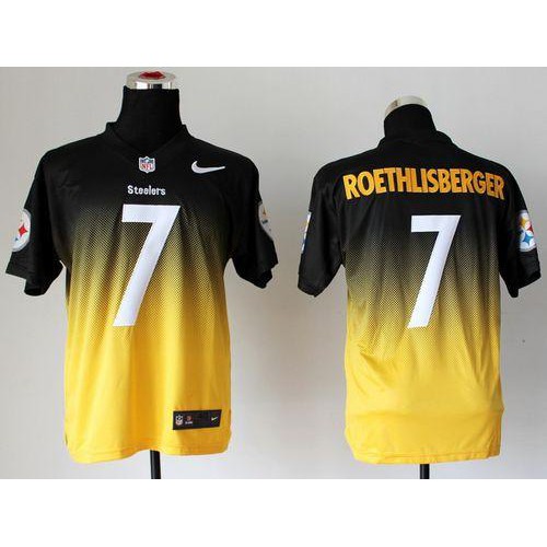 Pittsburgh Steelers #7 Ben Roethlisberger Black/Gold Men's Stitched Elite Fadeaway Fashion Jersey Men's cheap jerseys for sale - CheapJerseys.Shop