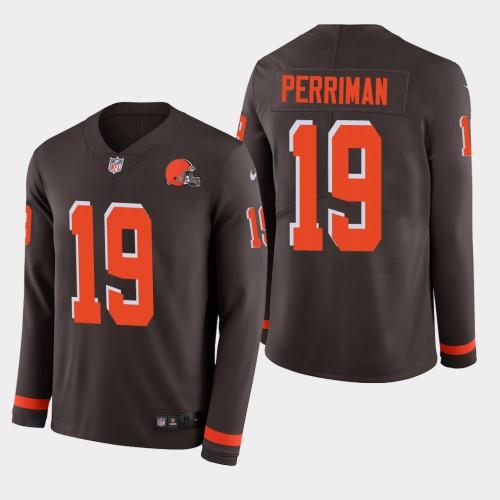Cleveland Browns #19 Breshad Perriman Brown Team Color Men's Stitched Limited Therma Long Sleeve Jersey Men's cheap jerseys for sale - CheapJerseys.Shop