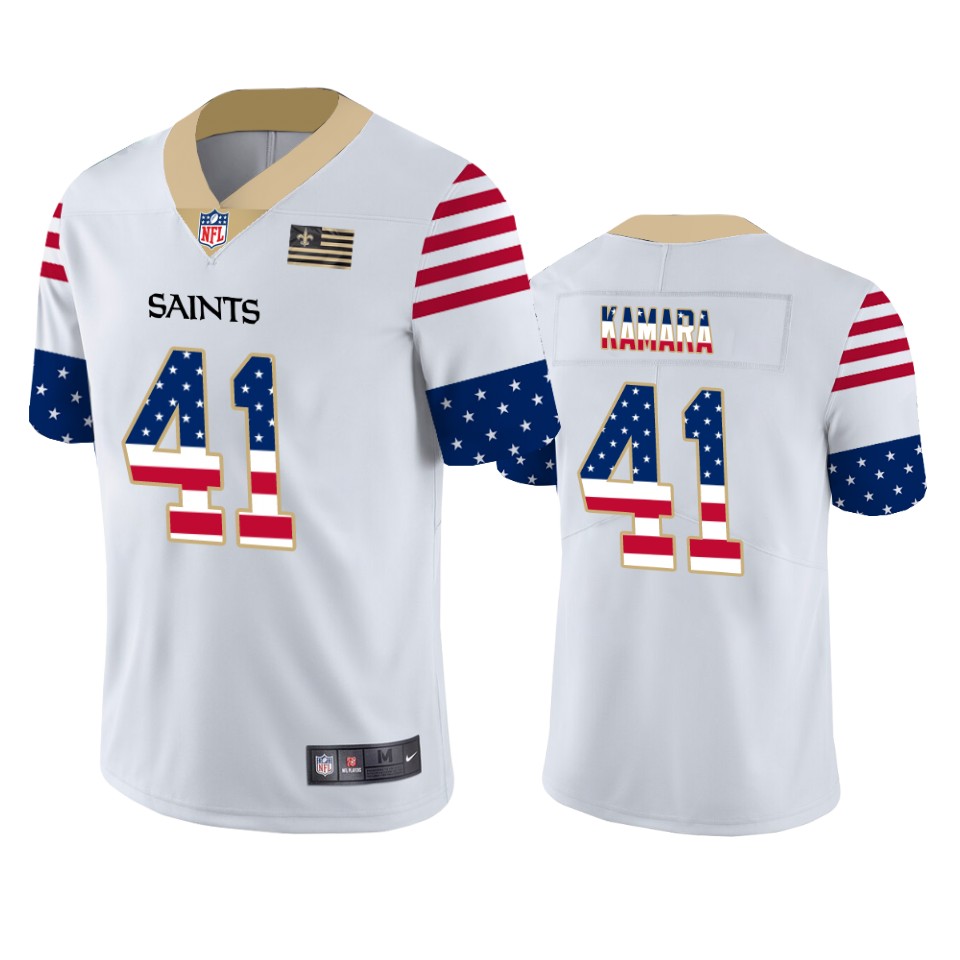 New Orleans Saints #41 Alvin Kamara White Men's Team Logo USA Flag Vapor Untouchable Limited Jersey cheap jerseys for sale - CheapJerseys.Shop
