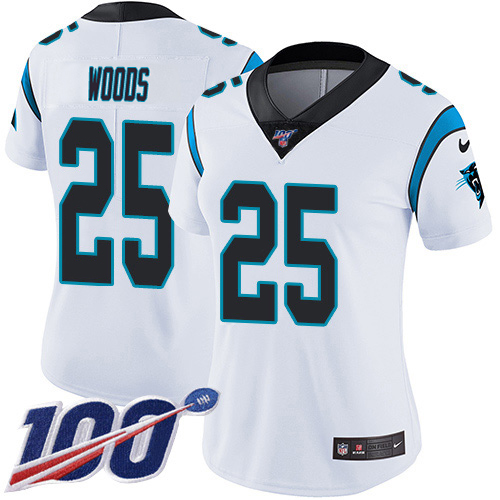 Panthers #25 Xavier Woods White Women's Stitched 100th Season Vapor Untouchable Limited Jersey cheap jerseys for sale - CheapJerseys.Shop