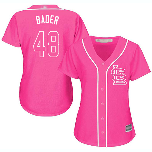 St.Louis Cardinals #48 Harrison Bader Pink Fashion Women's Stitched Jersey Womens cheap jerseys for sale - CheapJerseys.Shop