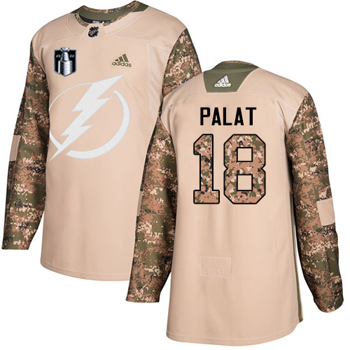 Tampa Bay Lightning #18 Ondrej Palat Camo Authentic 2022 Stanley Cup Final Patch Youth Veterans Day Stitched Jersey Youth cheap jerseys for sale - CheapJerseys.Shop