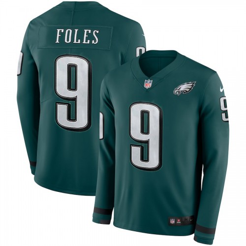 Men's Philadelphia Eagles #9 Nick Foles Midnight Green Team Color Men's Stitched Limited Therma Long Sleeve Jersey Men's cheap jerseys for sale - CheapJerseys.Shop