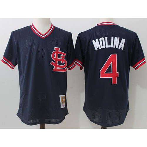 Mitchell And Ness St.Louis Cardinals #4 Yadier Molina Navy Blue Throwback Stitched Jersey Men's cheap jerseys for sale - CheapJerseys.Shop