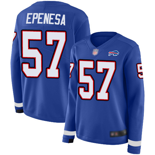 Buffalo Bills #57 A.J. Epenesas Royal Blue Team Color Women's Stitched Limited Therma Long Sleeve Jersey Womens cheap jerseys for sale - CheapJerseys.Shop