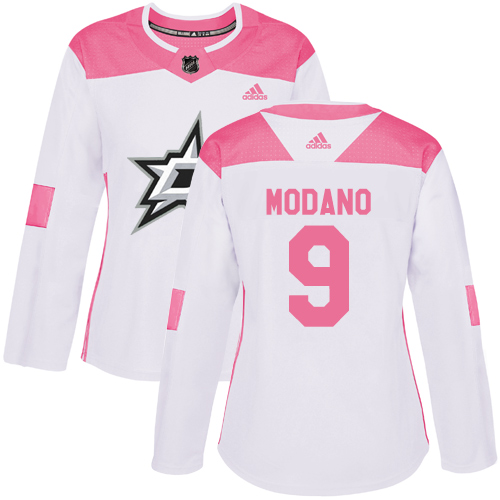 Dallas Stars #9 Mike Modano White/Pink Authentic Fashion Women's Stitched Jersey Womens cheap jerseys for sale - CheapJerseys.Shop