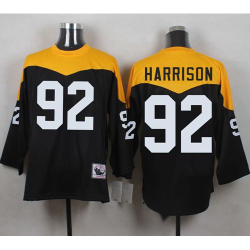 Mitchell And Ness 1967 Pittsburgh Steelers #92 James Harrison Black/Yelllow Throwback Men's Stitched Jersey Men's cheap jerseys for sale - CheapJerseys.Shop