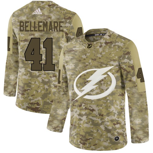Tampa Bay Lightning #41 Pierre-Edouard Bellemare Camo Authentic Stitched Jersey Men's cheap jerseys for sale - CheapJerseys.Shop