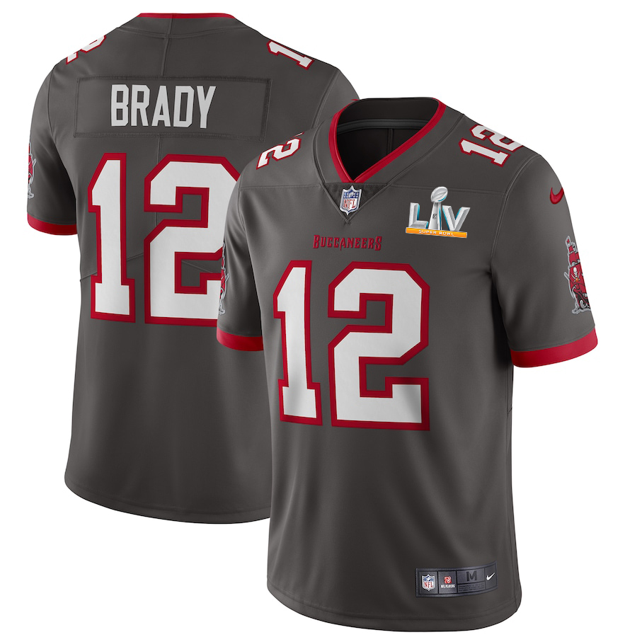Tampa Bay Buccaneers #12 Tom Brady Youth Super Bowl LV Bound Pewter Alternate Vapor Limited Jersey cheap jerseys for sale - CheapJerseys.Shop
