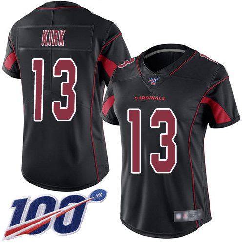 Arizona Cardinals #13 Christian Kirk Black Women's Stitched Limited Rush 100th Season Jersey Womens cheap jerseys for sale - CheapJerseys.Shop