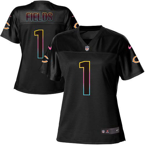 Bears #1 Justin Fields Black Women's Fashion Game Jersey cheap jerseys for sale - CheapJerseys.Shop