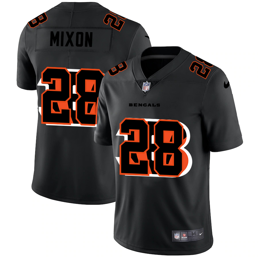 Cincinnati Bengals #28 Joe Mixon Men's Team Logo Dual Overlap Limited Jersey Black cheap jerseys for sale - CheapJerseys.Shop