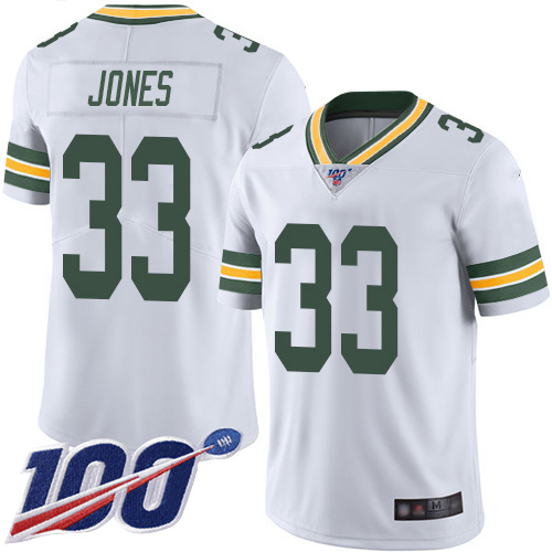 Packers #33 Aaron Jones White Men's Stitched 100th Season Vapor Limited Jersey cheap jerseys for sale - CheapJerseys.Shop