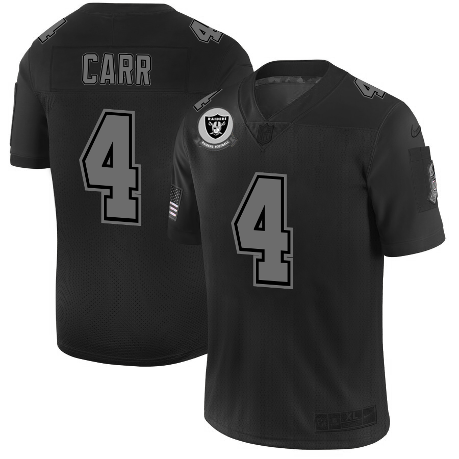 Raiders #4 Derek Carr Men's Black 2019 Salute To Service Limited Stitched Jersey cheap jerseys for sale - CheapJerseys.Shop