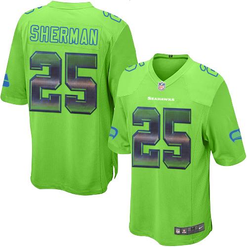 Seattle Seahawks #25 Richard Sherman Green Alternate Men's Stitched Limited Strobe Jersey Men's cheap jerseys for sale - CheapJerseys.Shop