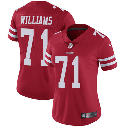 San Francisco San Francisco 49ers #71 Trent Williams Red Team Color Women's Stitched Vapor Untouchable Limited Jersey Womens cheap jerseys for sale - CheapJerseys.Shop