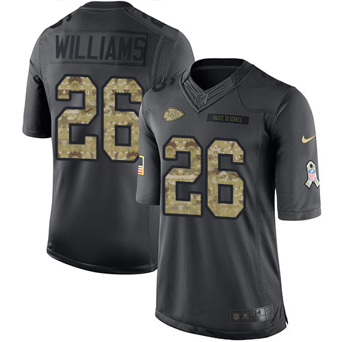 Kansas City Chiefs #26 Damien Williams Black Youth Stitched Limited 2016 Salute to Service Jersey Youth cheap jerseys for sale - CheapJerseys.Shop