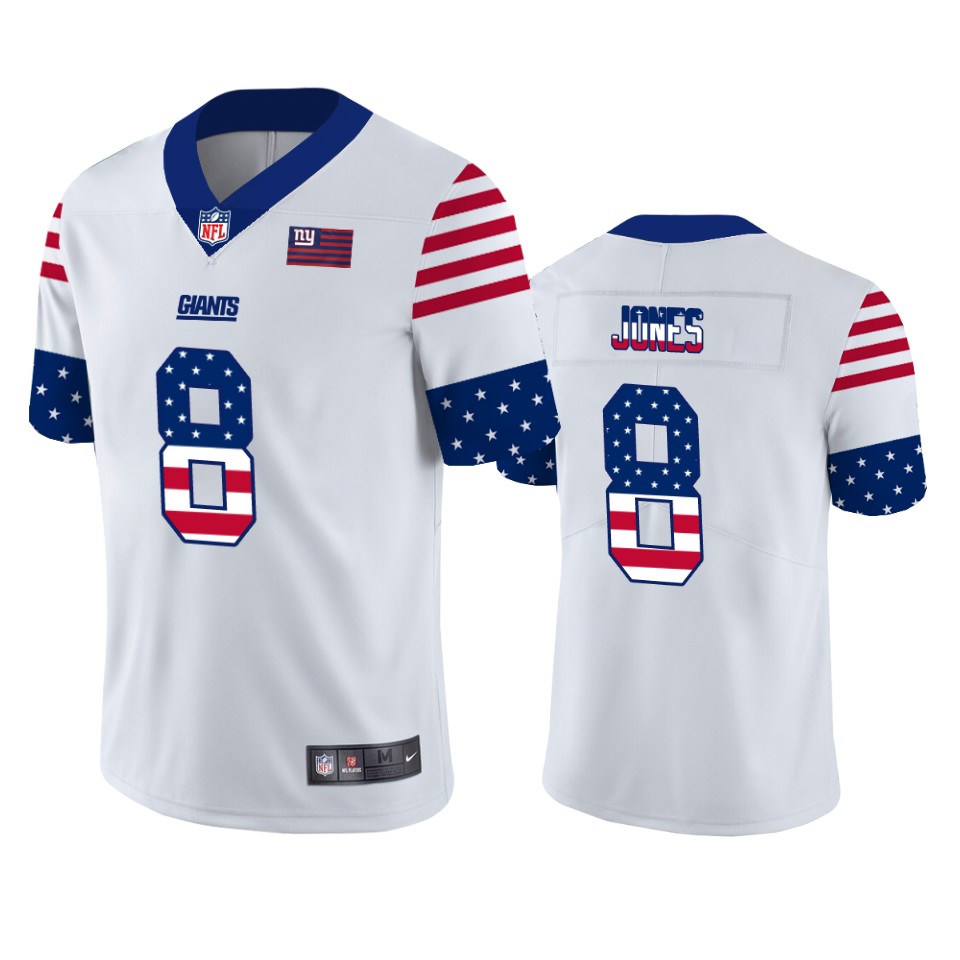 New York Giants #8 Daniel Jones White Men's Team Logo USA Flag Vapor Untouchable Limited Jersey cheap jerseys for sale - CheapJerseys.Shop