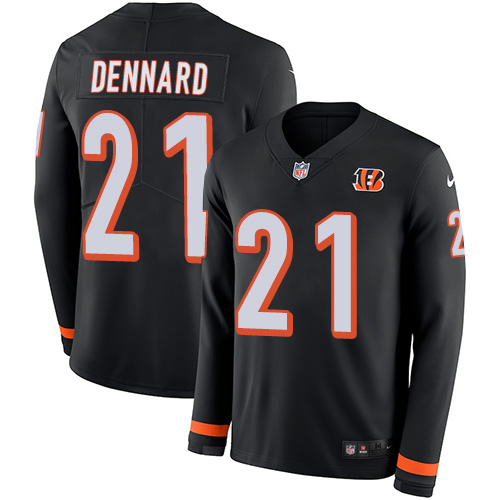 Cincinnati Bengals #21 Darqueze Dennard Black Team Color Men's Stitched Limited Therma Long Sleeve Jersey Men's cheap jerseys for sale - CheapJerseys.Shop