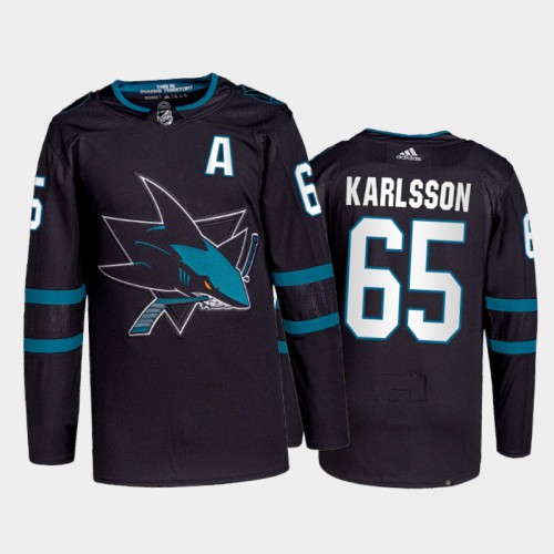 San Jose Sharks #65 Erik Karlsson Men's 2021-22 Alternate Authentic Jersey - Black Men's cheap jerseys for sale - CheapJerseys.Shop