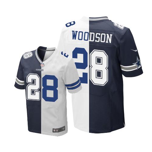 Dallas Cowboys #28 Darren Woodson Navy Blue/White Men's Stitched Elite Split Jersey Men's cheap jerseys for sale - CheapJerseys.Shop