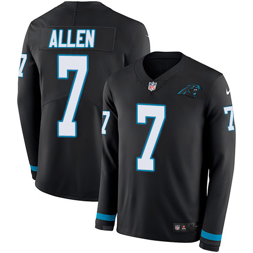 Carolina Panthers #7 Kyle Allen Black Team Color Men's Stitched Limited Therma Long Sleeve Jersey Men's cheap jerseys for sale - CheapJerseys.Shop