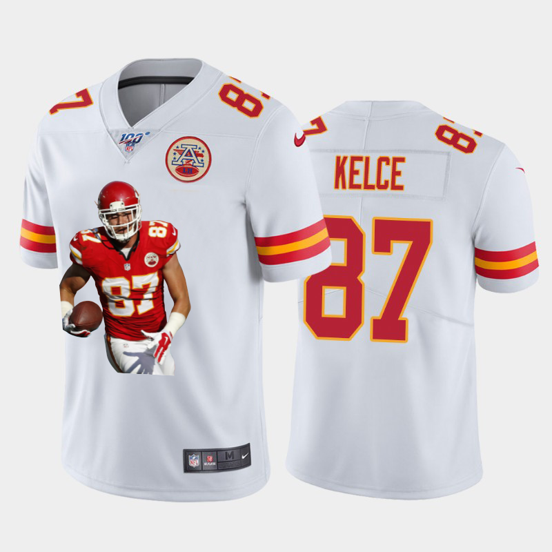 Kansas City Chiefs #87 Travis Kelce Team Hero 6 Vapor Limited 100 Jersey White Golden cheap jerseys for sale - CheapJerseys.Shop