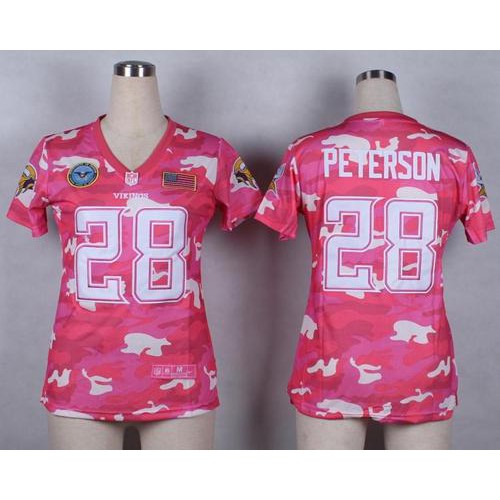 Minnesota Vikings #28 Adrian Peterson Pink Women's Stitched Elite Camo Fashion Jersey Womens cheap jerseys for sale - CheapJerseys.Shop